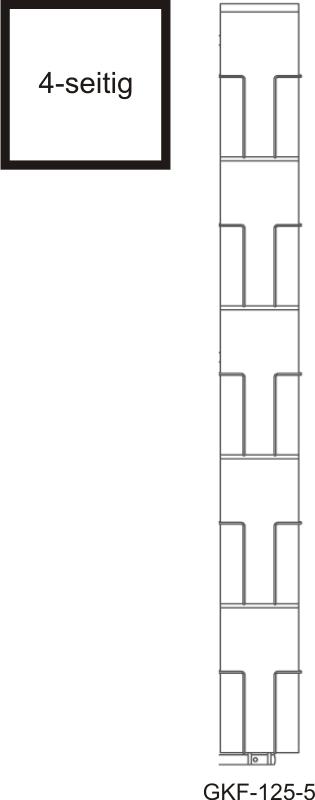 Karten-Bodenständer, 125 mm, 20 Fächer, 1-reihig, 4-seitig, schwarz